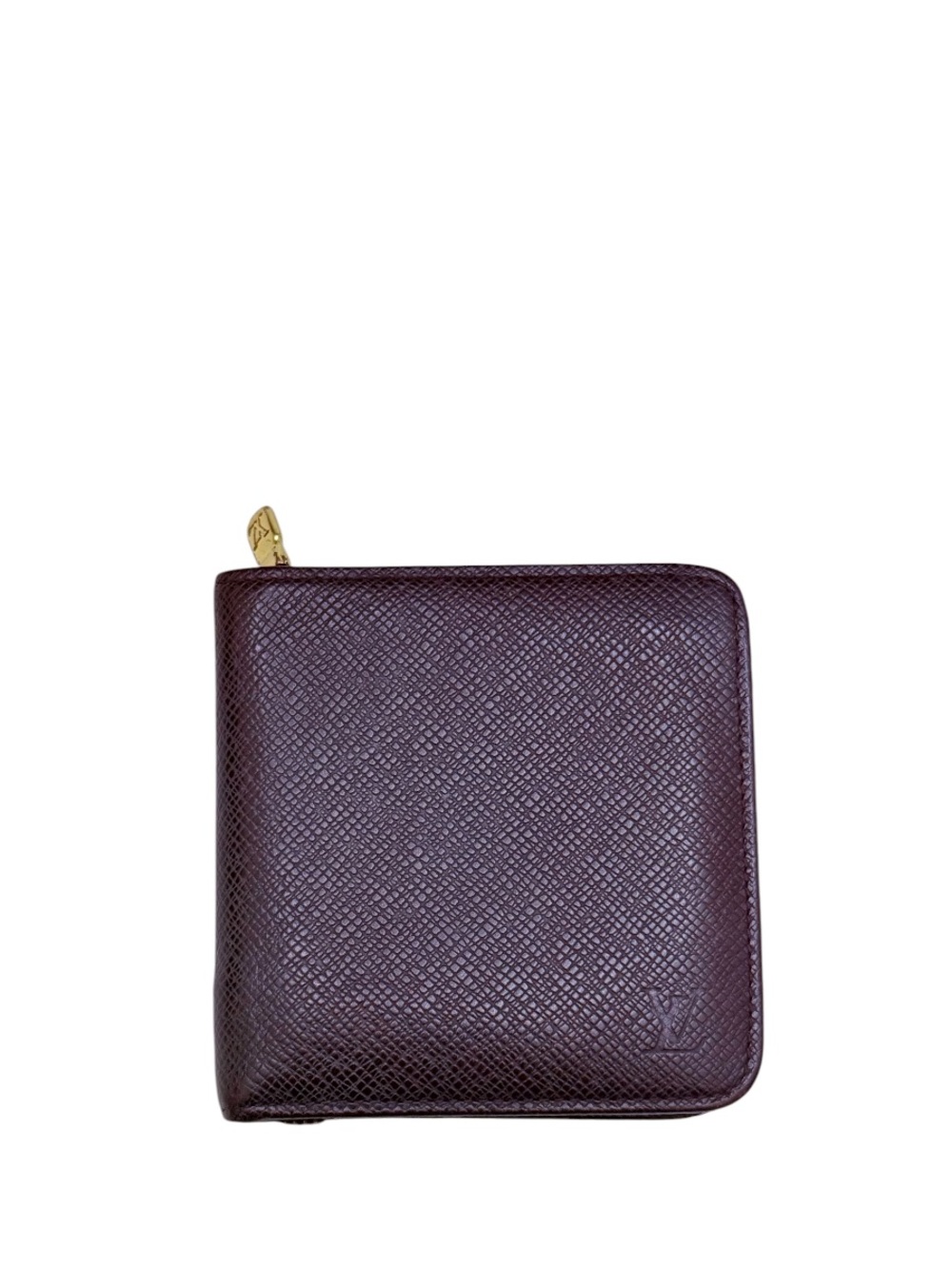LOUIS VUITTON - DARK BROWNISH BURGUNDY TAIGA PORTE BILLETS MONNAIE ZIP WALLET